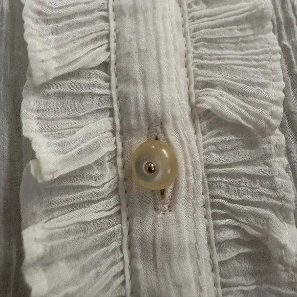 Rebecca Taylor Ivory Ruffle-Trim Button Blouse - Picture 7 of 10